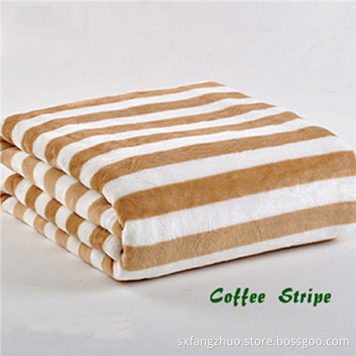 hotsale stripe pattern printed soft coral fleece blanket